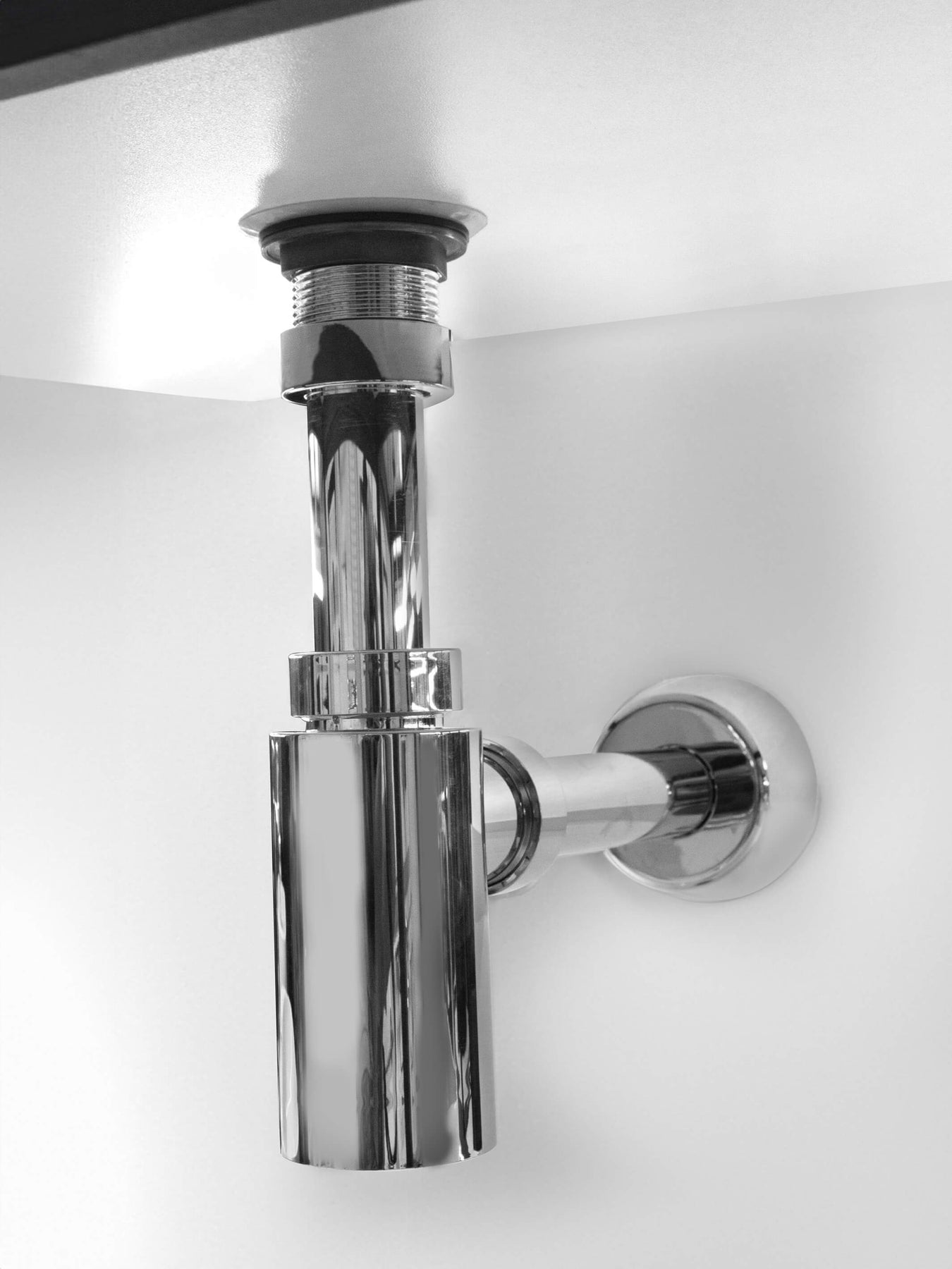Siphon à Valve Extérieur Bonomini 3530 CR32 K7 - Pour Machine à Laver Et Lave-vaisselle - Chromé/Blanc